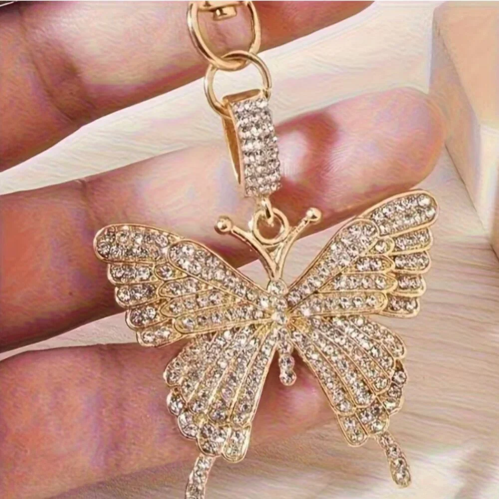 Bag Charm, buttterfly, rhinestones in gold tone. NWT! - Picture 3 of 5